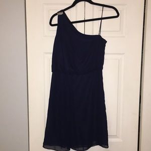 Adrianna Papell Navy One Shoulder Dress Size 4